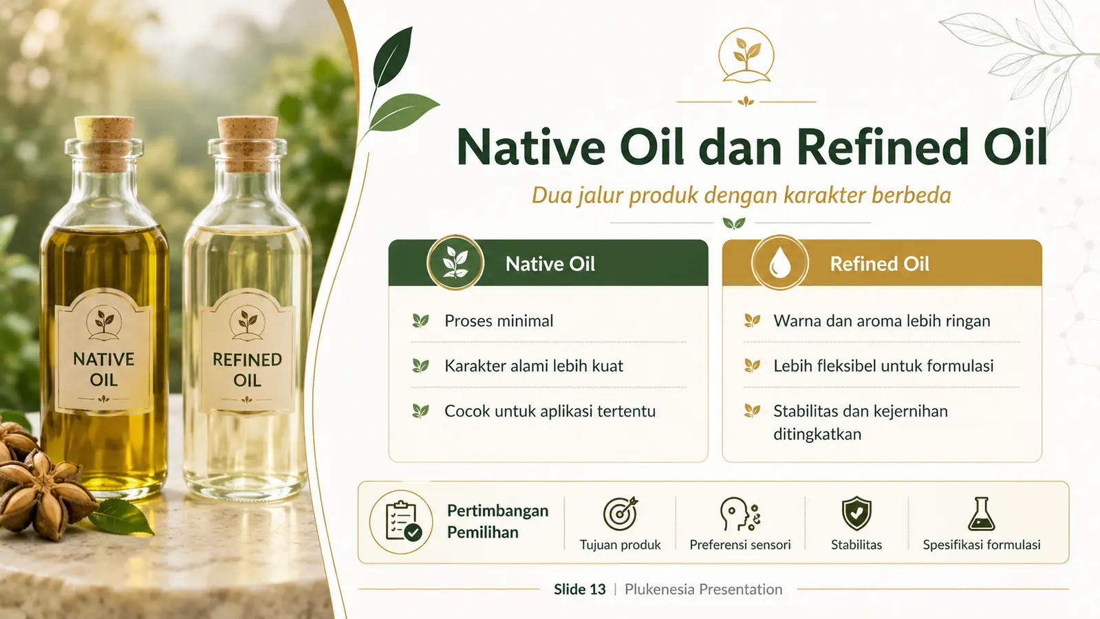 Slide 13: Native Oil dan Refined Oil