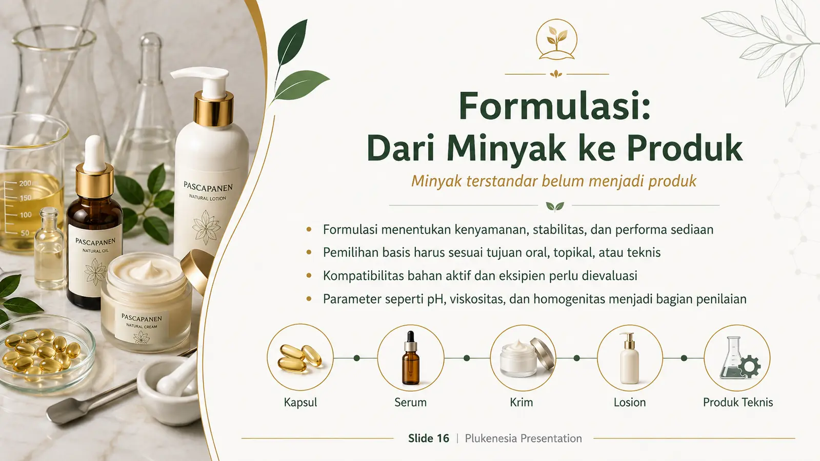 Slide 16: Formulasi: Dari Minyak ke Produk