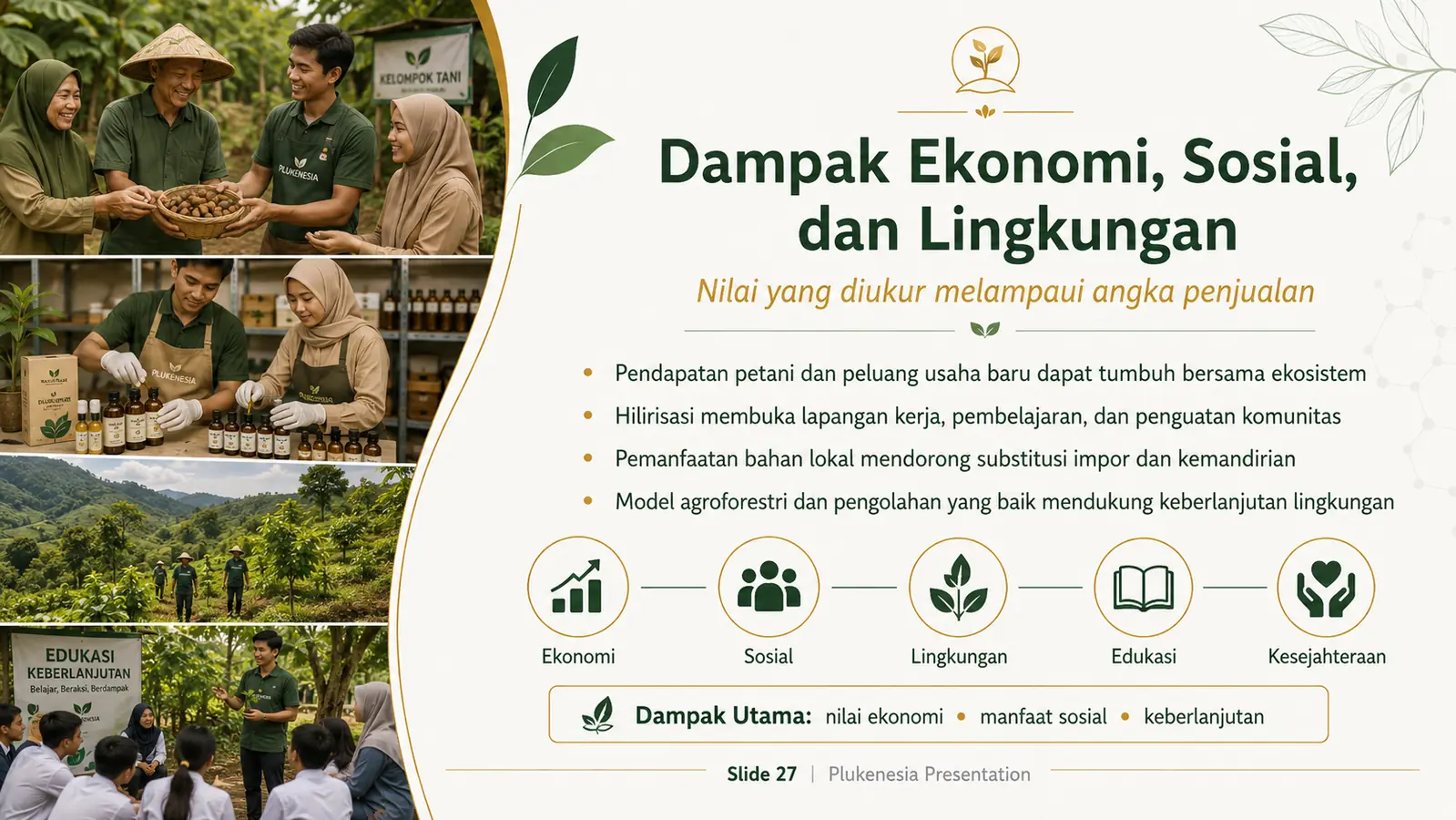 Slide 27: Dampak Ekonomi, Sosial, dan Lingkungan
